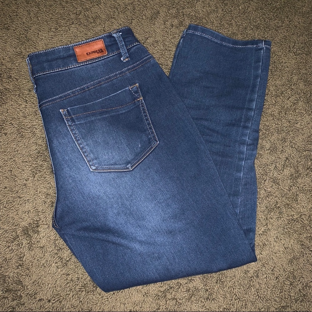 Express 3/4 Length Dark Blue Jeans